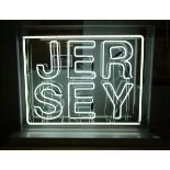 Neon sign - JERSEY in working order - Approx size: W: 100cm D: 35cm H: 76cm
