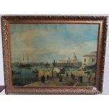 A large oleograph on canvas - View of Venice