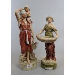 2 Royal Dux Bohemia figurines - Approx height of tallest: 46cm