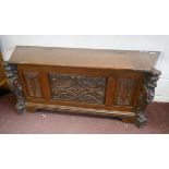 Carved oak window seat