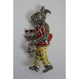 Silver & enamel rabbit brooch