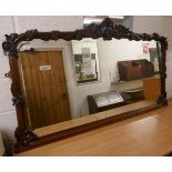 Carved mahogany overmantel mirror