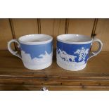 Pair of Victorian fox hunting mugs