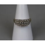 9ct gold pyramid ring set with 1/2 a carat of diamonds - Size N