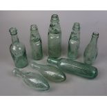 8 antique glass bottles