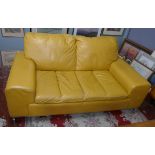 Yellow leather 2 seater sofa