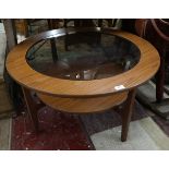 Mid century Schriber glass top coffee table