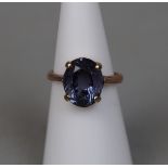 9ct rose gold amethyst set ring - Size K
