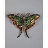 Silver enamel butterfly brooch/pendant