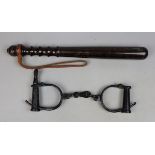 Vintage police truncheon (Birmingham) & handcuffs