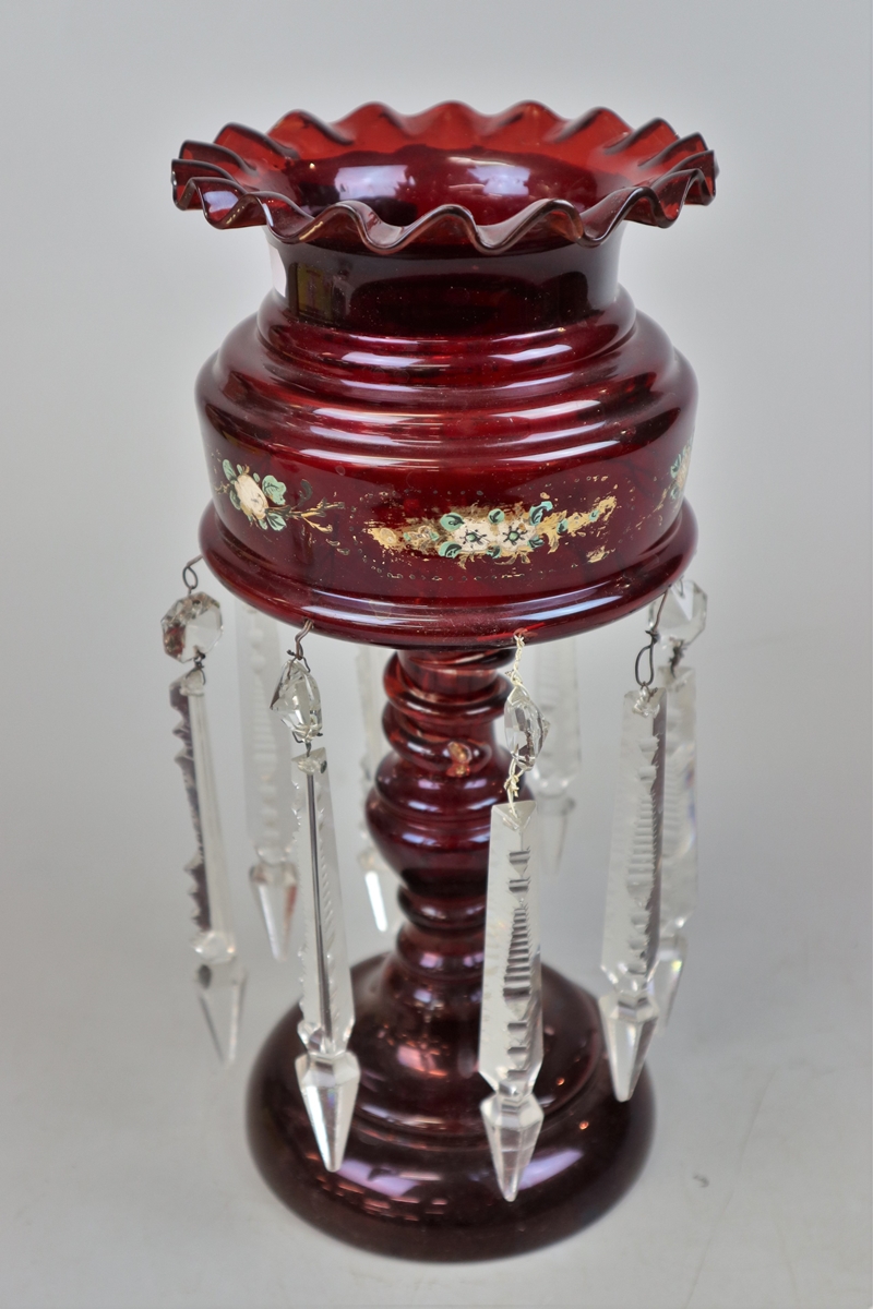 Cranberry glass epergne - Approx height 31cm - Image 3 of 3