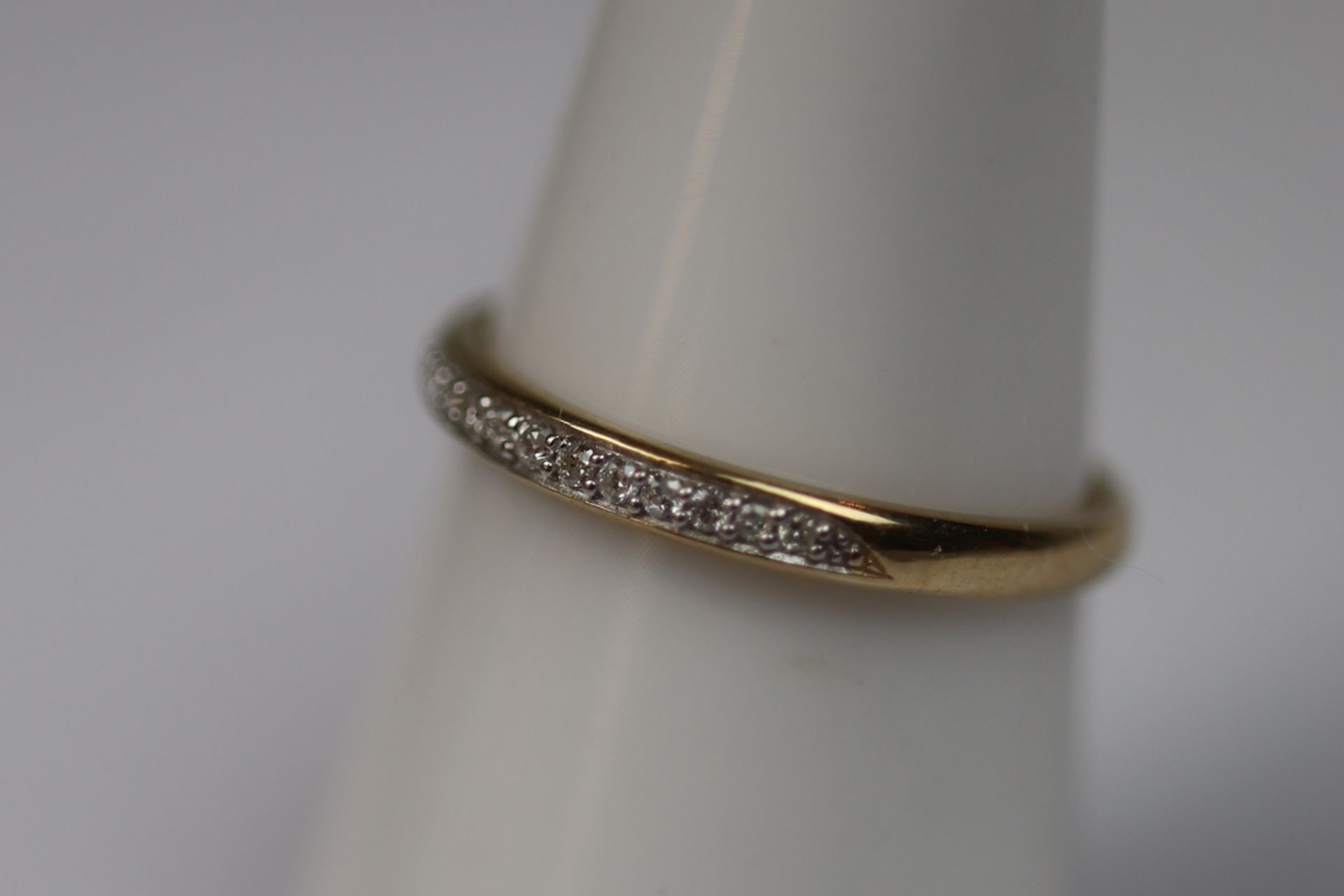 9ct gold diamond set half hoop ring - Size M - Image 2 of 2