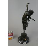 Bronze figure of lady on plinth - Approx height 48cm