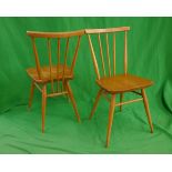 Pair of Ercol Blonde Elm stick-back chairs - 1960's 391 model