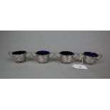 Set of 4 hallmarked silver salts - Approx weight of silver 161g