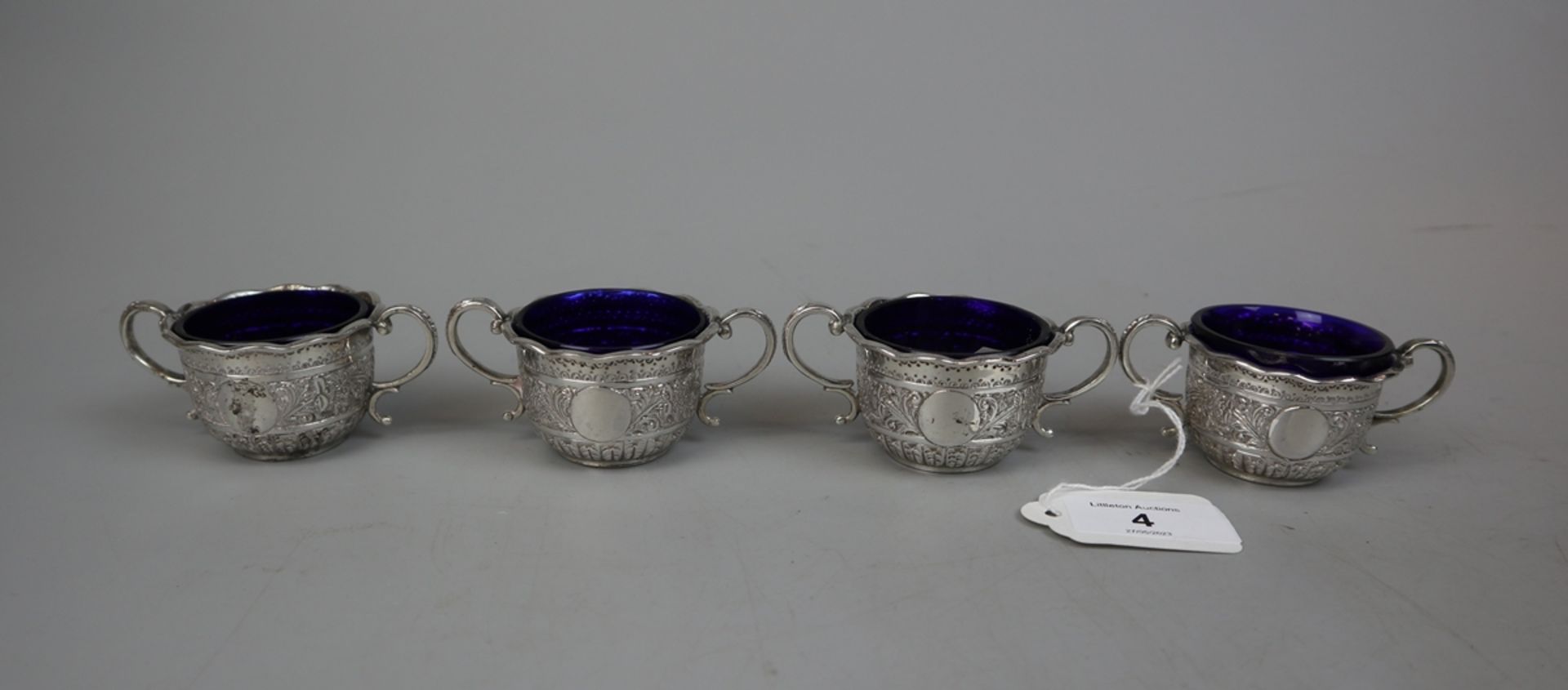 Set of 4 hallmarked silver salts - Approx weight of silver 161g