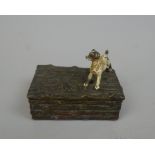 Interesting matchbox adorned with dog - cold painted bronze