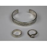 Collection of silver jewellery to include bangle marked Tiffany
