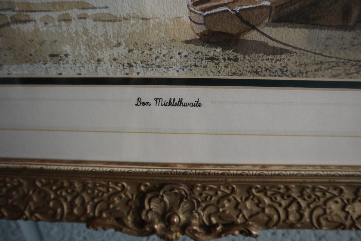 Signed watercolour in ornate frame - Don Micklethwaite, Scarborough Harbour - Approx image size: - Image 2 of 3