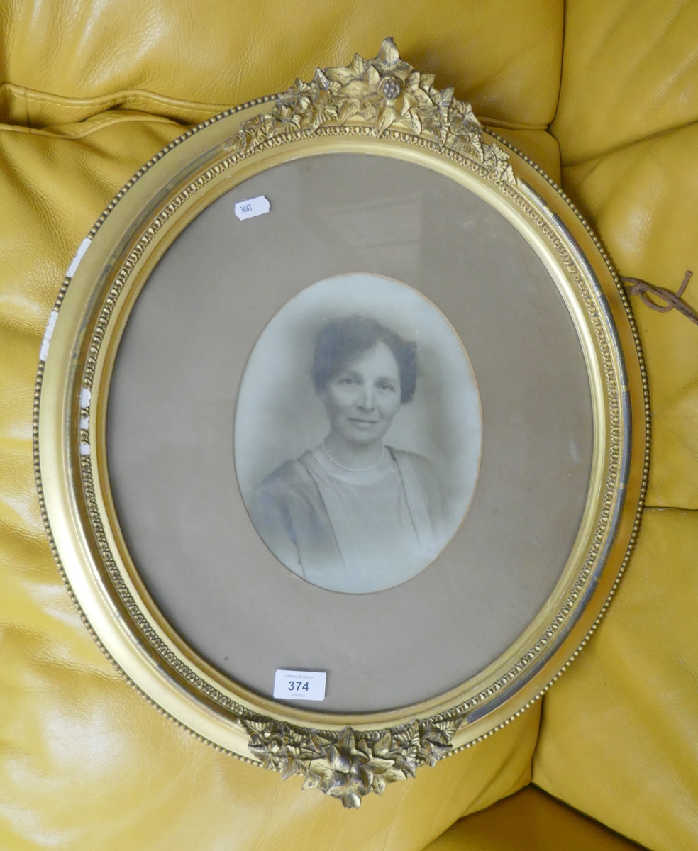 Antique picture of lady in gilt frame
