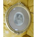 Antique picture of lady in gilt frame