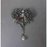 Silver enamel fairy brooch / pendent