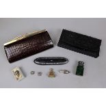 Collectables to include crocodile skin clutch bag