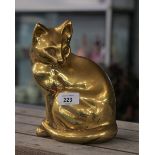 Brass cat figure - Approx height 21cm