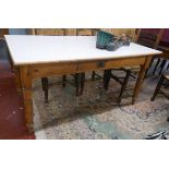 Pitch pine kitchen table with melamine top