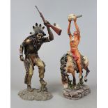 2 Resin Native American Indian figurines