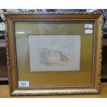 Watercolour by James Stinton (Royal Worcester artist) - Grouse in Moorland - Approx image size: 18cm