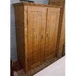 Antique pine wardrobe - Approx size W: 122cm D: 61cm H: 169cm