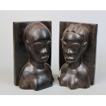 Pair of carved African book ends