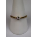 18ct gold diamond solitaire ring - Size S