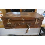 Vintage leather suitcase with original canvas cover - RAF