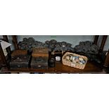 Collectables to include natural stone eggs, wood carvings, boxes etc