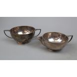 Hallmarked silver sugar bowl and jug - Approx 229g