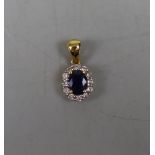 18ct gold sapphire & diamond set pendant