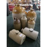 Assorted stoneware flagons, hot water bottles