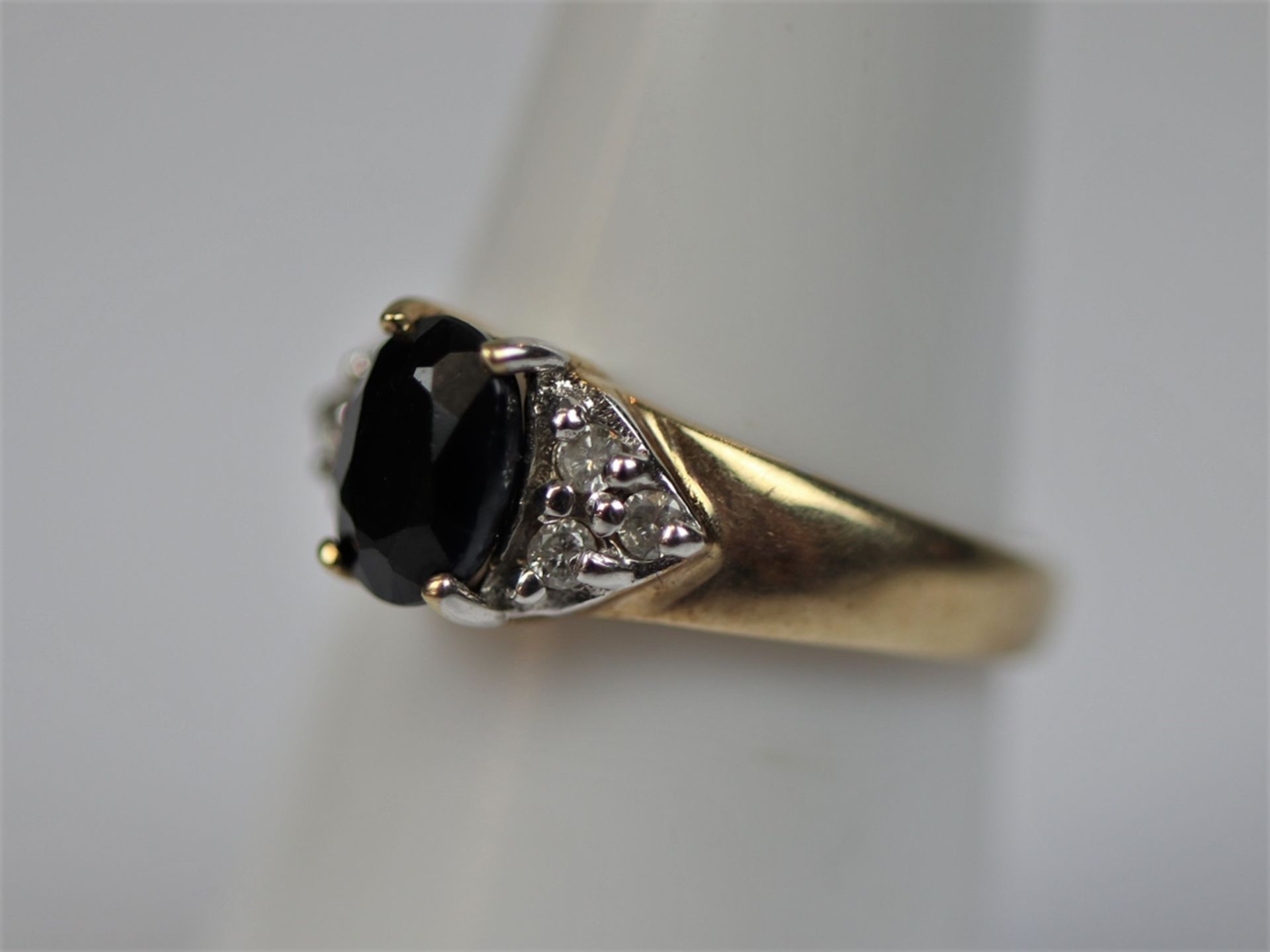 9ct gold sapphire and diamond set ring - Size L - Image 2 of 3