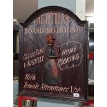 Large wooden novelty relief sign Bertha's boarding