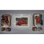 Collection of car place mats along with 2 trays