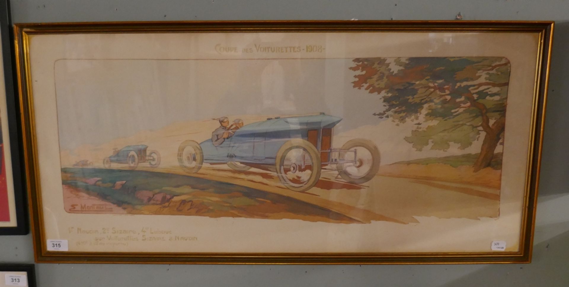Motor racing print - Coup des Voiturettes - Approx image size: 78cm x 32cm