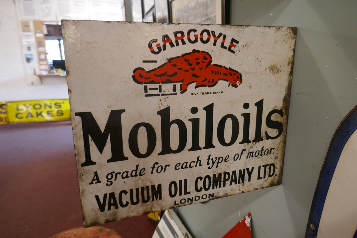 Original enamel double sided sign - Gargoyle Mobiloils - Approx size: 51cm x 41cm - Image 2 of 2