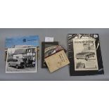 Collection of books and photos to include black and white late 1950s BMC proof advertising photos