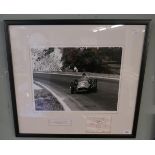 Framed L/E print together with signed Formula 1 paddock ticket - Juan Manuel Fangio - Approx image