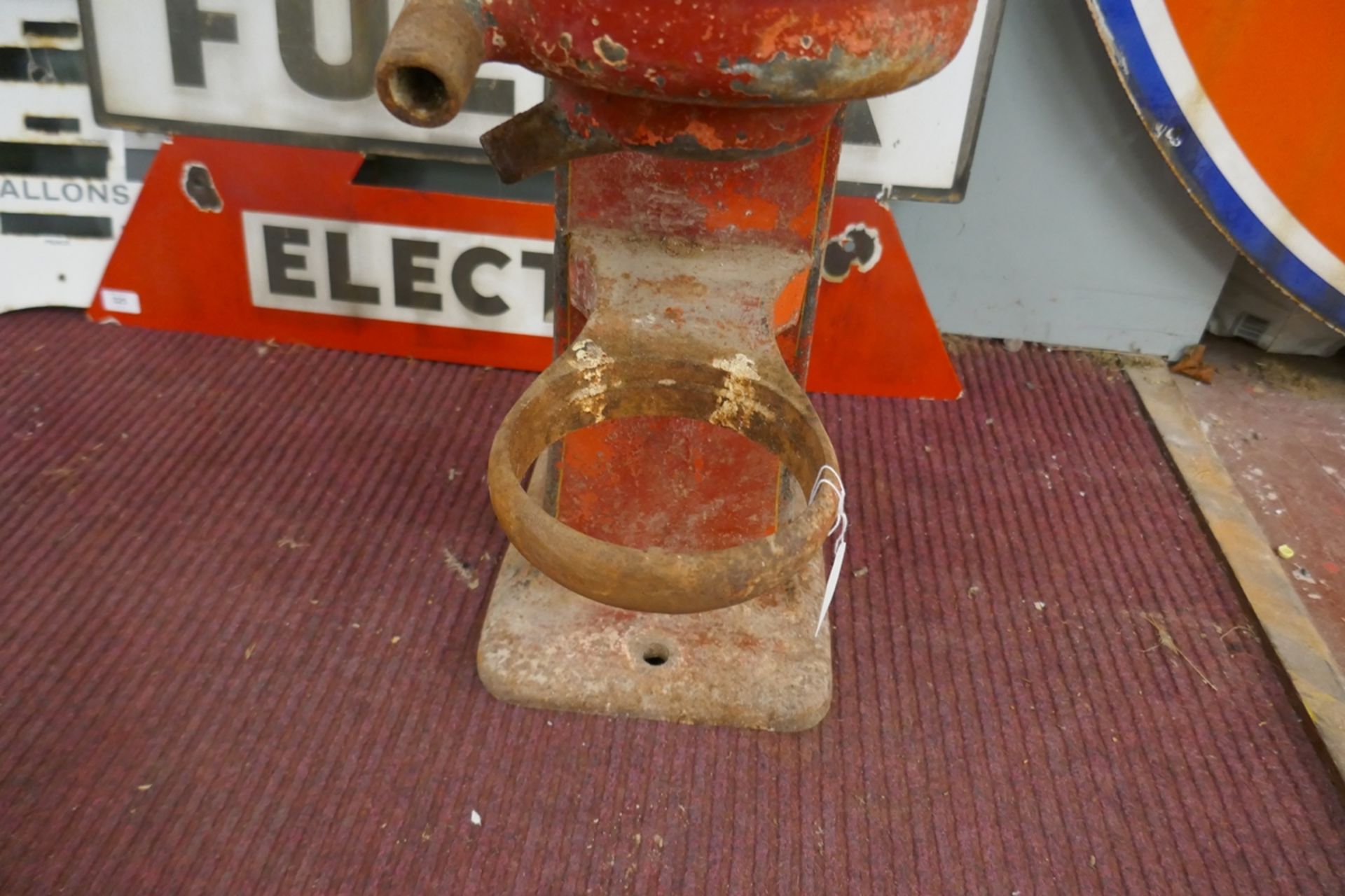 Heavy, red painted machine/pump part marked Mellote Belgique - Approx height: 95cm - Image 6 of 8