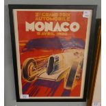 Framed Monaco poster 1930 - Approx image size: 26cm x 37cm