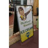 Midland Counties ice cream double sided enamel A frame - Approx size: 61cm x 107cm