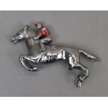 Horse and jockey chrome plated anniversary car mascot by Desmo 1930s - 1950s